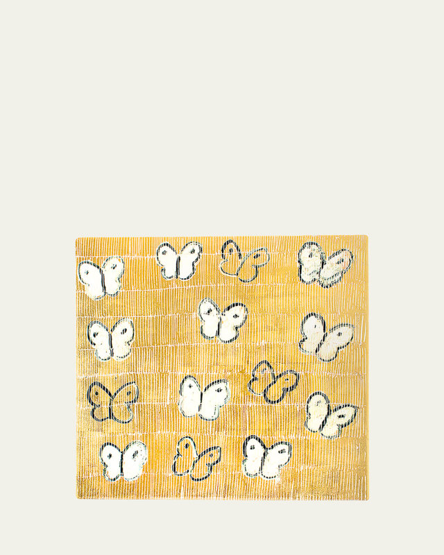 White Ascension Gold Leaf and Lacquer Placemat - 14.5"Sq